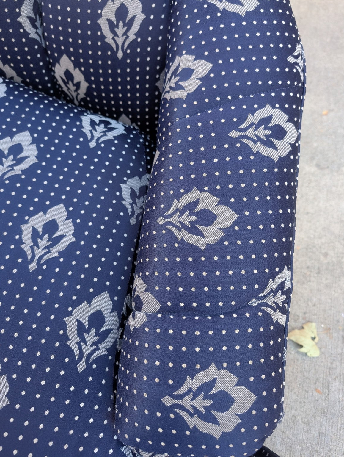 Vintage Navy Patterned Curved Sofa